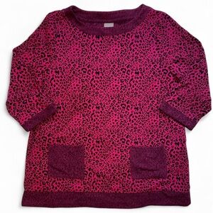 Chico’s Pink Leopard Print 3/4 sleeve 3x Sweater